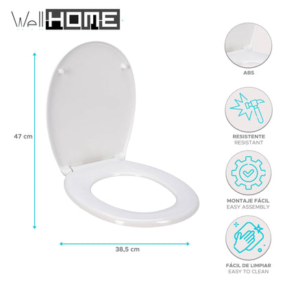 Asiento De Baño Duroplast 38x5,5x47cm Con Tapa Y Bisagras Cromadas Abs - Well Home_1