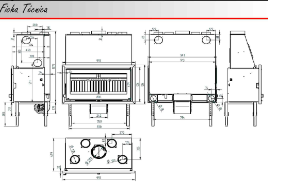 BRICOSOL Insertable de leña panorámico con campana y cristal serigrafiado FM Modelo IC-100 FK (interior fundición)_2