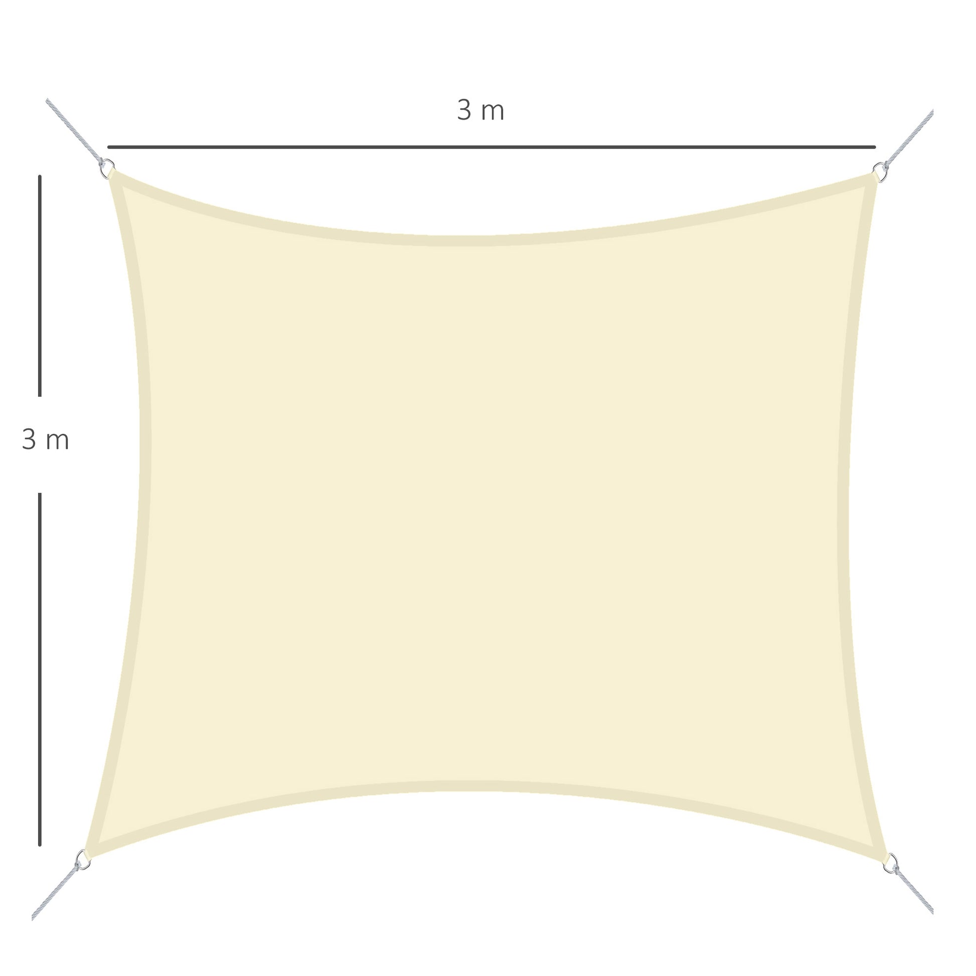 Toldo Vela De Sombra Cuadrado 3x3 M Con Anillo De Acero Inoxidable Crema_2