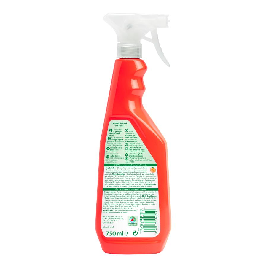 Pack 10x Limpia Vitro e Inducción Naranja eco Frosch 750 ml