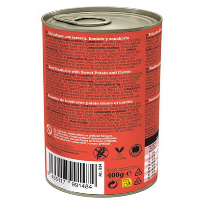 Arquivet Almôndegas de Carne Fresca 400g Ração húmida para cães com carne de vaca, batata-doce e cenoura