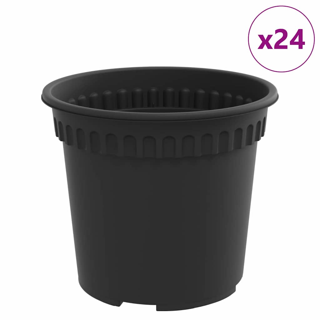 Maceta Redonda Para Flores 24 Uds. Negro Ø 15 X 12 Cm Plástico_0
