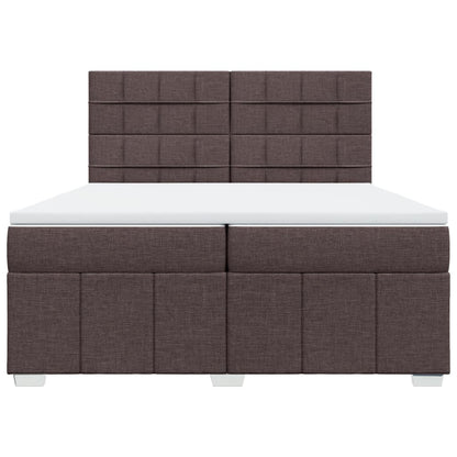 Cama Box Spring Con Colchón Tela Marrón Oscuro 200x200 Cm / Vetonek_5