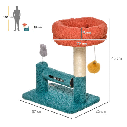 Pawhut Rascador Para Gatos Con Cama Cascabeles Poste Rascador De Sisal Juguetes_2