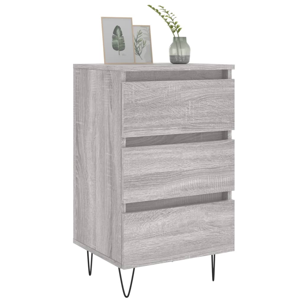 Mesita De Noche Madera De Ingeniería Gris Sonoma 40x35x69 Cm_1