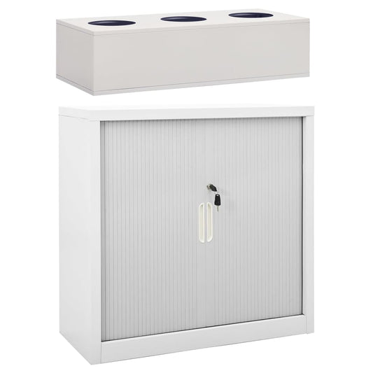 Armario De Puerta Corrediza Con Macetero Gris Acero 90x40x113cm_0