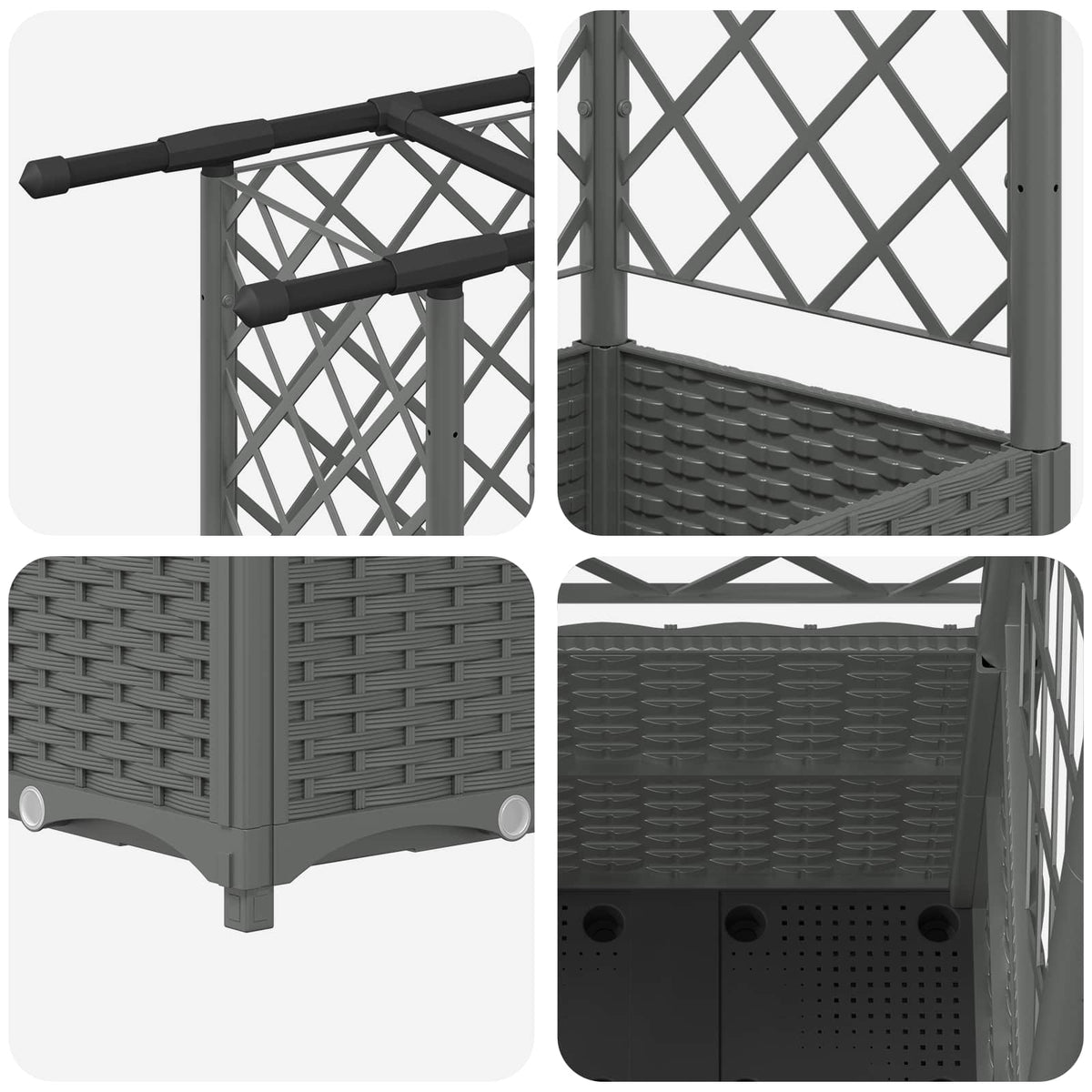 Cama Elevada Con Trellis Y Techo Gris Claro 202 X 40 X 136 Cm_5