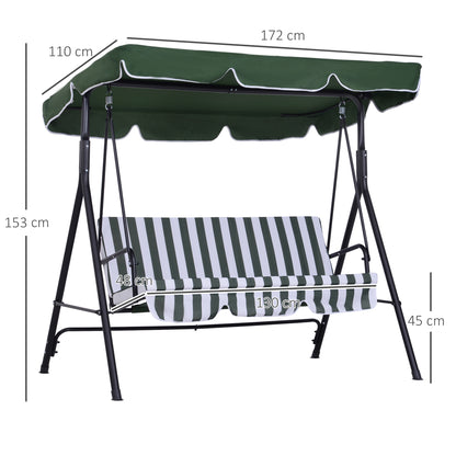 Outsunny Columpio De Jardín De 3 Plazas Con Techo Ajustable Acero 172x110x153 Cm_2