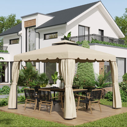 Outsunny Techo De Repuesto Para Cenador 3x3 M Con Doble Techo Beige_1