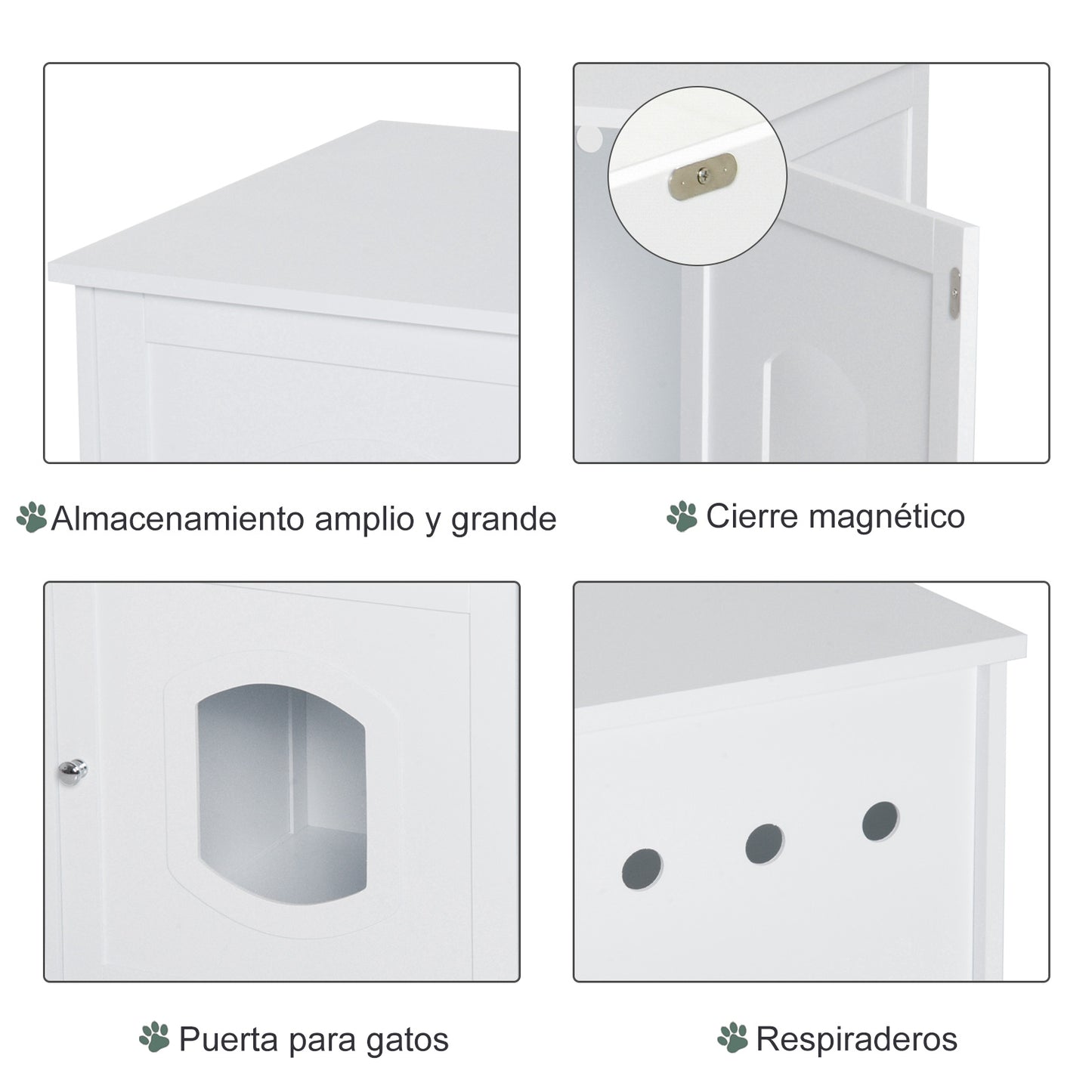 Pawhut Casa Para Gatos Extraíble Y Lavable Con Puerta Diseño 2 En 1 Blanco_5