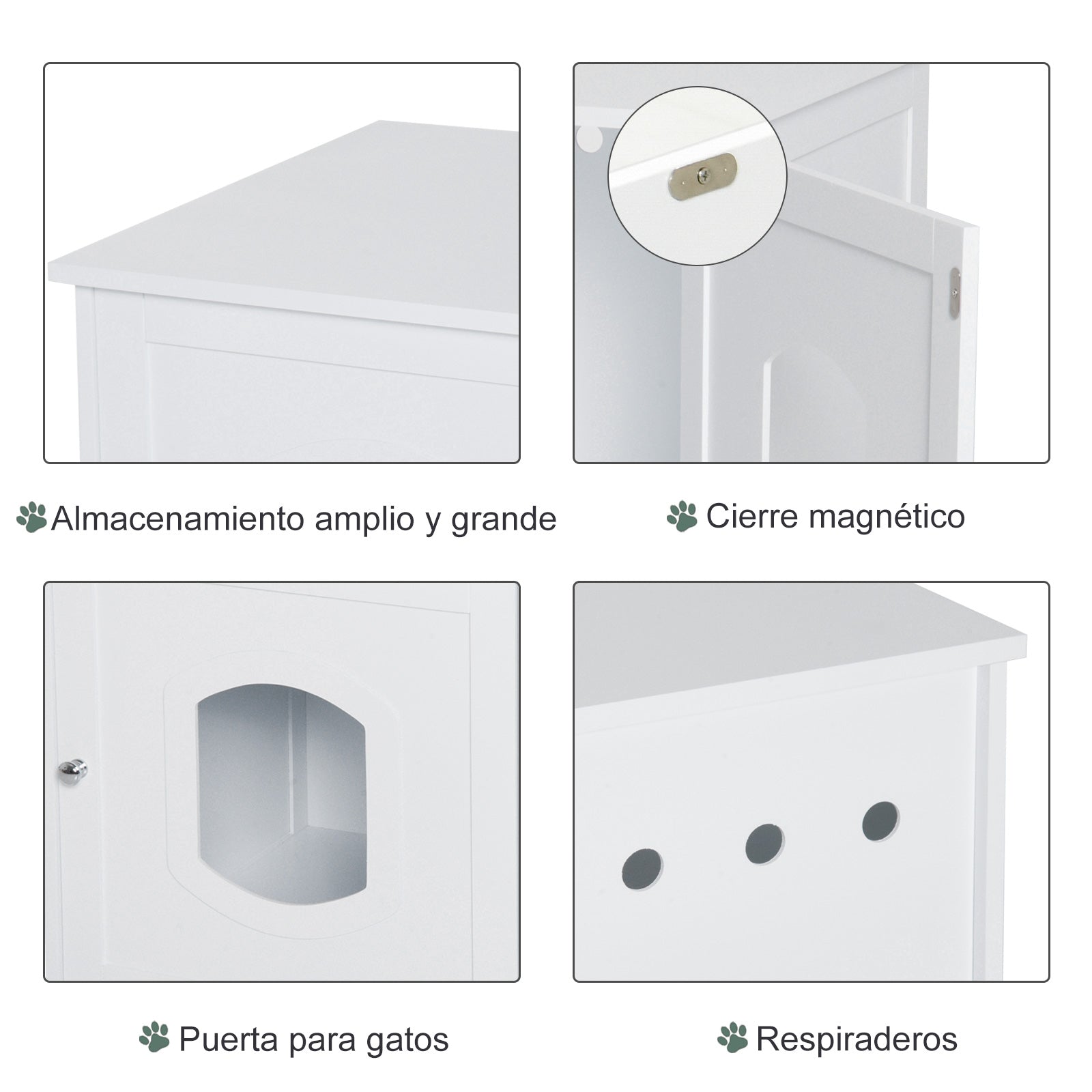 Pawhut Casa Para Gatos Extraíble Y Lavable Con Puerta Diseño 2 En 1 Blanco_5