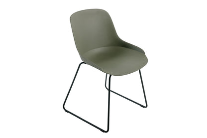 Lote De 2 Sillas De Jardín De Polipropileno Verde Caqui Paros - Patas De Metal - Apilables 47x53xh75,5cm_0
