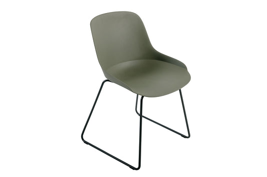 Lote De 2 Sillas De Jardín De Polipropileno Verde Caqui Paros - Patas De Metal - Apilables 47x53xh75,5cm_0