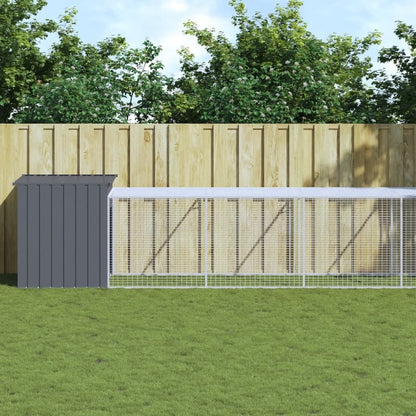 Vidaxl Gallinero Con Corral Acero Galvanizado Gris 110x1221x110 Cm_1