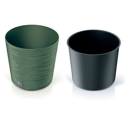 Macetero Color Verde Tierra, Con Depósito, Colección Furu, De 25 X 25 X 24,7 Cm, Capacidad De 7,5 L._2