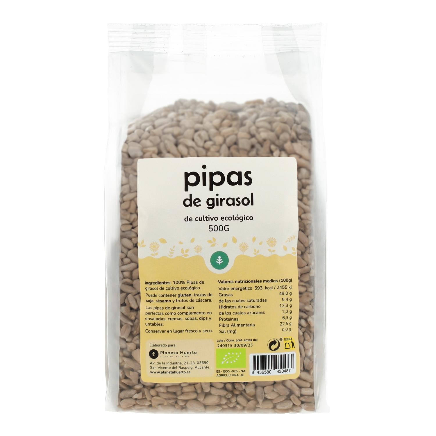Sementes de Girassol Descascadas ECO Planeta Huerto 500 g
