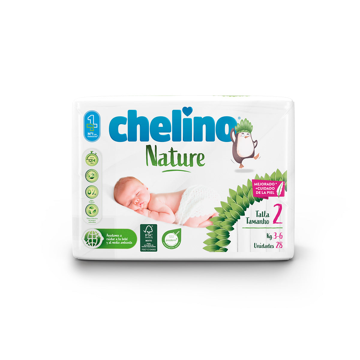 Fraldas Chelino Nature T2 3-6 kg 28 unidades
