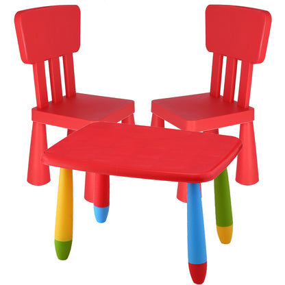 Mesita Infantil Rectangular Roja, Y 2 Sillas_0