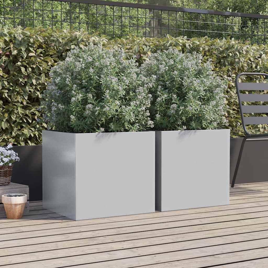 Jardineras 2 Unidades Acero Galvanizado Plateado 49x47x46 Cm_2