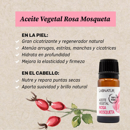 Aceite Vegetal de Rosa Mosqueta 100% Puro Labnatur 10 ml | Regenerada y Suaviza | Rostro, Estrías y Cicatrices | Vegano_1