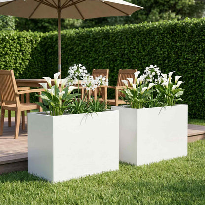 Macetero De Jardín 2 Uds. Blanco 60 X 40 X 50 Cm_1
