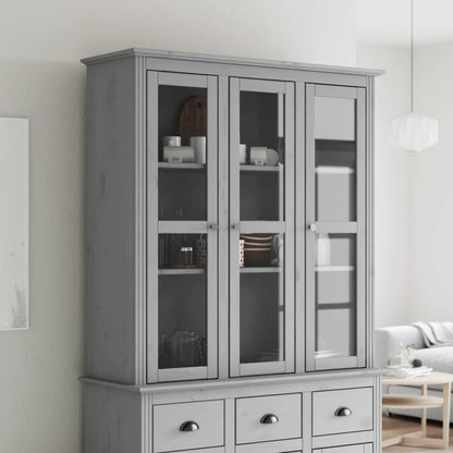 Armario Con Puertas De Vidrio Bodo Madera Maciza Pino Gris / Vetonek_0