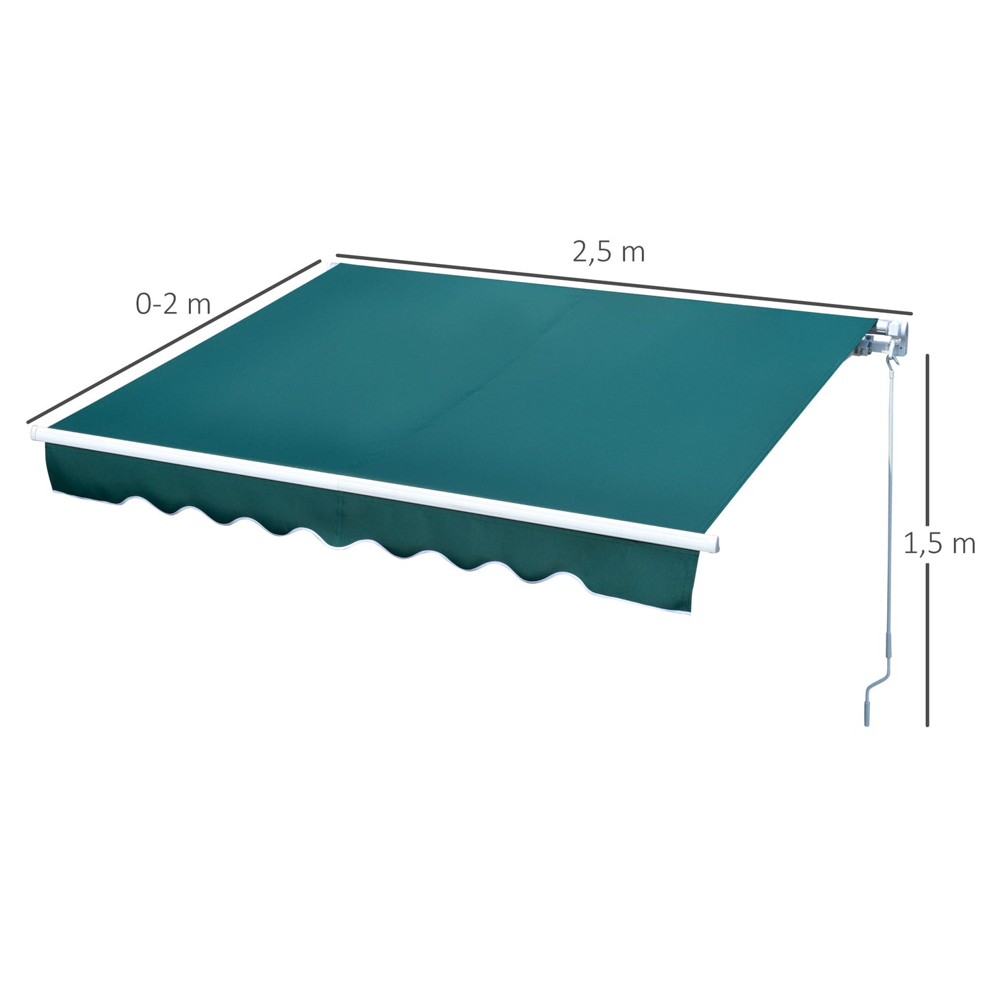 Outsunny Toldo Manual Retráctil Con Manivela 250x200 Cm Aluminio Ajustable_2