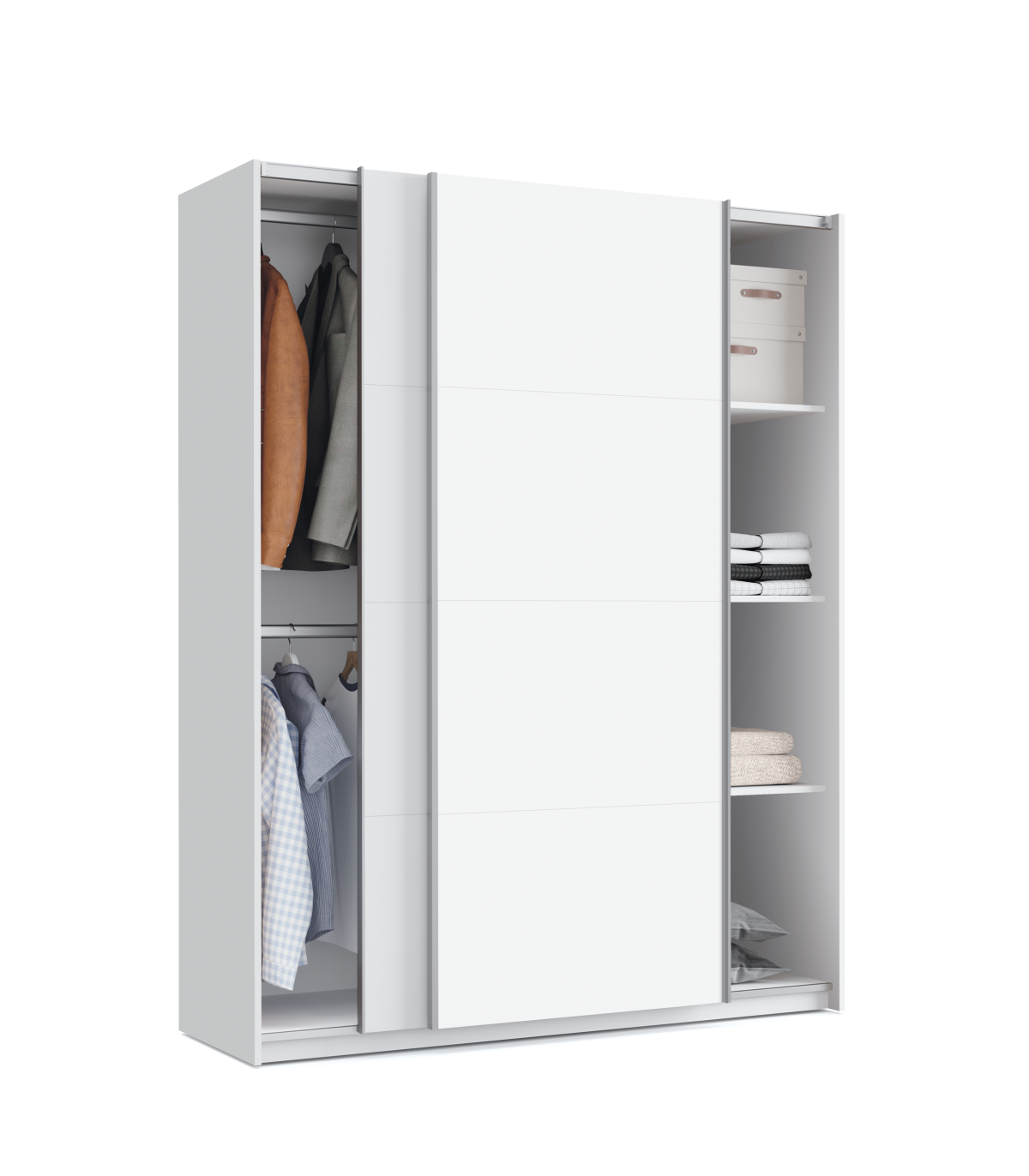 Armario Ropero 2 Puertas Correderas Onix Acabado Blanco, 200 Cm(alto)150 Cm(ancho)62 Cm(fo_0