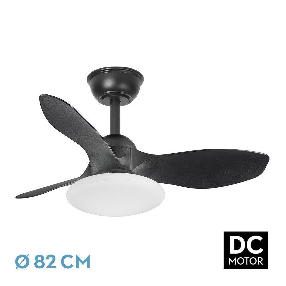 Ventilador Dc Paramo 36w 2880lm Negro 3 Aspas 82d 3000k,4500k,6000k,remoto+tempor+memoria_0