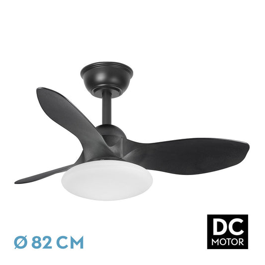 Ventilador Dc Paramo 36w 2880lm Negro 3 Aspas 82d 3000k,4500k,6000k,remoto+tempor+memoria_0