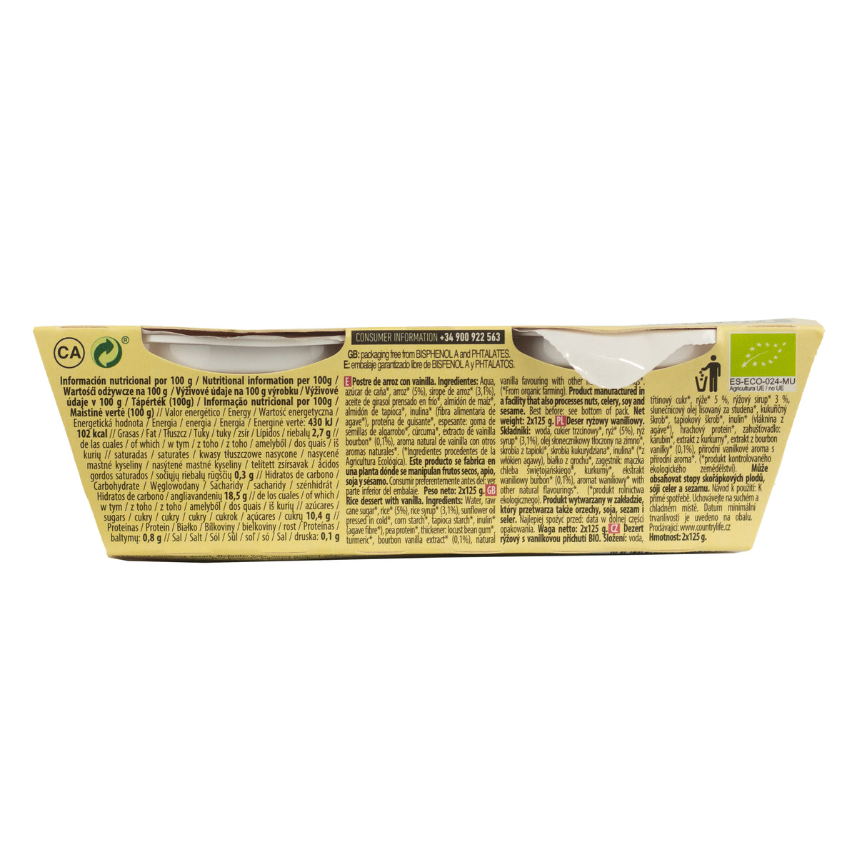 Sobremesa de arroz com baunilha NaturGreen, 2 x 125 g