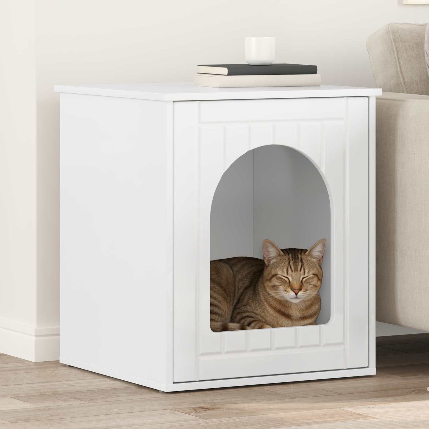 Casa Para Gatos Brillante 53 X 52 X 62 Cm Madera De Ingeniería_1