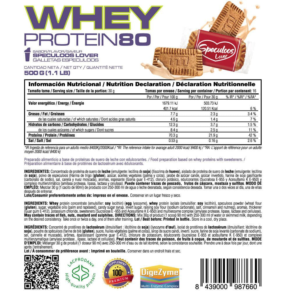 Whey Protein80 - 500g - Galletas Speculoos - Aumenta La Masa Muscular - Masmusculo_4