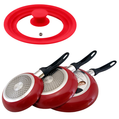 Set De 3 Sartenes san Ignacio Con Revestimiento En Mármol Ø16 Cm Ø20 Cm Ø24 Cm + Tapa Universal En Color, De Vidrio