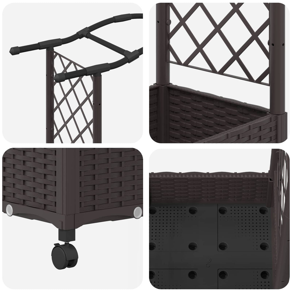 Cama Elevada Con Enrejado Y Ruedas Marrón 169 X 40 X 129 Cm Pp_5