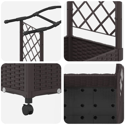 Cama Elevada Con Enrejado Y Ruedas Marrón 169 X 40 X 129 Cm Pp_5
