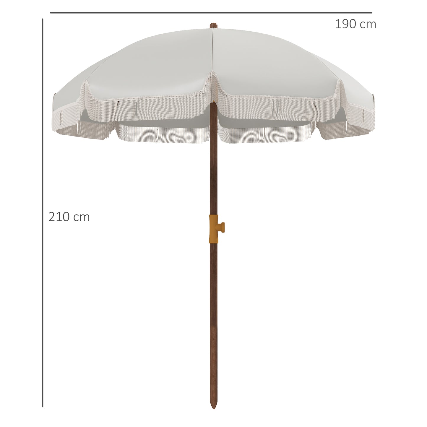 Outsunny Sombrilla De Playa Ø190x210 Cm Con 8 Varillas Apertura Manual Gris_2