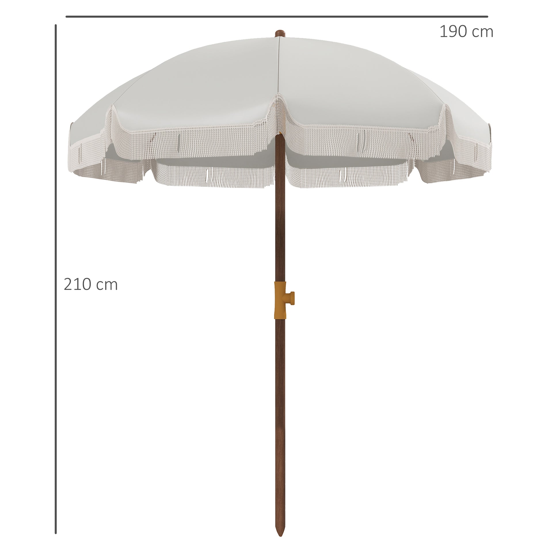 Outsunny Sombrilla De Playa Ø190x210 Cm Con 8 Varillas Apertura Manual Gris_2