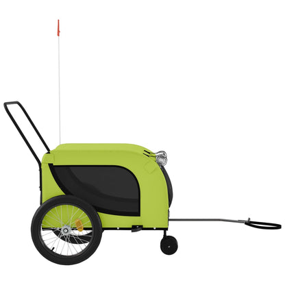Remolque De Bicicleta Mascotas Hierro Tela Oxford Verde Negro_4