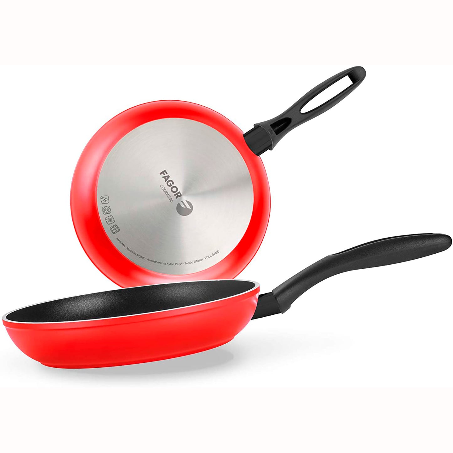 Batería Cocina Inducción 8 Piezas, Antiadherente Sin Pfoa, Aluminio Forjado, Cazuelas Sartenes Fagor Maxima Rojo_3