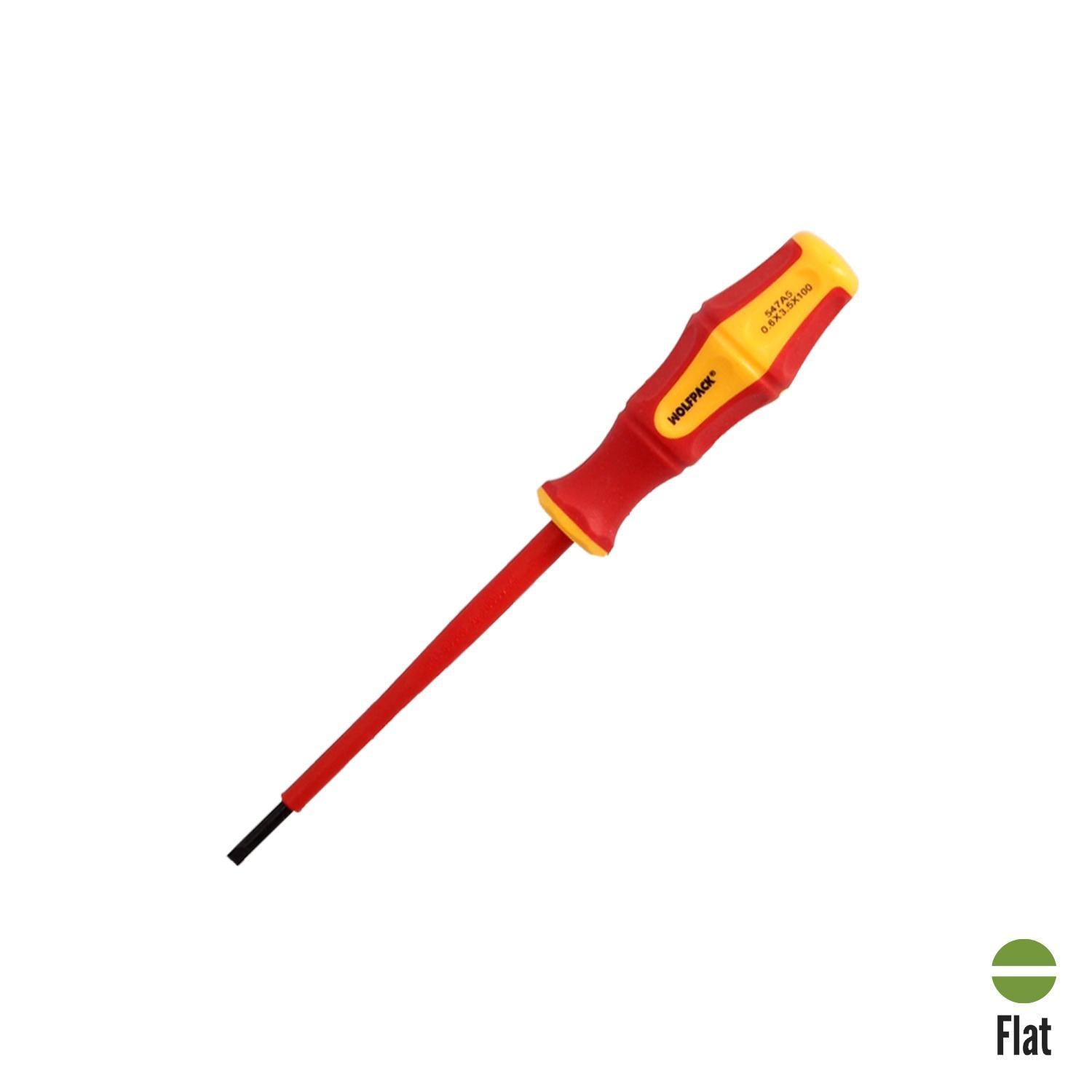 Destornillador Plano Aislado Certificado Vde 1.000 V. Medida 0,6x Ø 3,0 X 100 Mm. Destornillador Seguridad Electricista_0