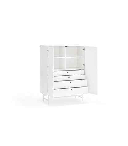 Mueble Auxiliar Modelo Punto 2 Puertas 4 Cajones Interiores Acabado Blanco, 45cm(ancho) 13_2