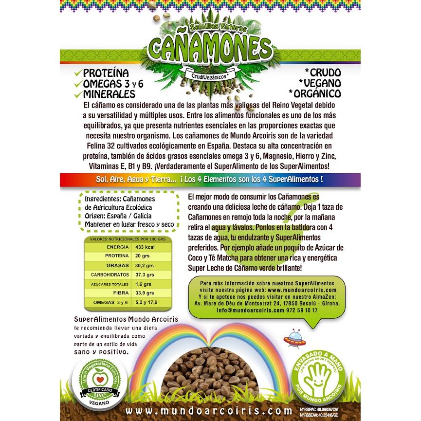 Sementes de cânhamo orgânicas inteiras