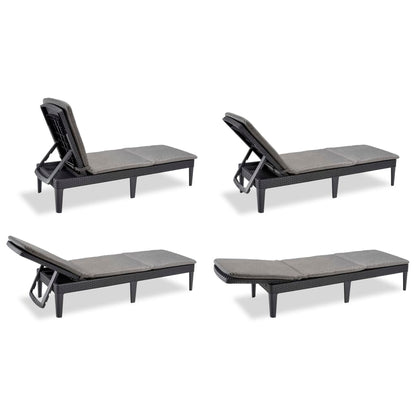 Keter Tumbona De Jardín Con Cojín Jaipur Piscina Terraza Resina Grafito Anxpxal Cm 58x187,5x29_0