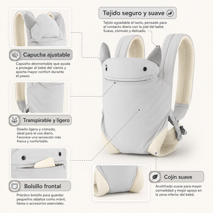 Bathby Mochila Portabebés Ergonómica Para Bebé, Portabebés Ligero Y Transpirable Con Capucha Desmontable_5