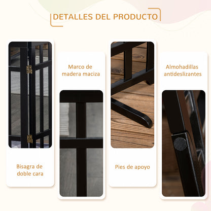 Pawhut Barrera De Seguridad Plegable Para Perros De 3 Paneles 181x35x76 Cm Negro_5