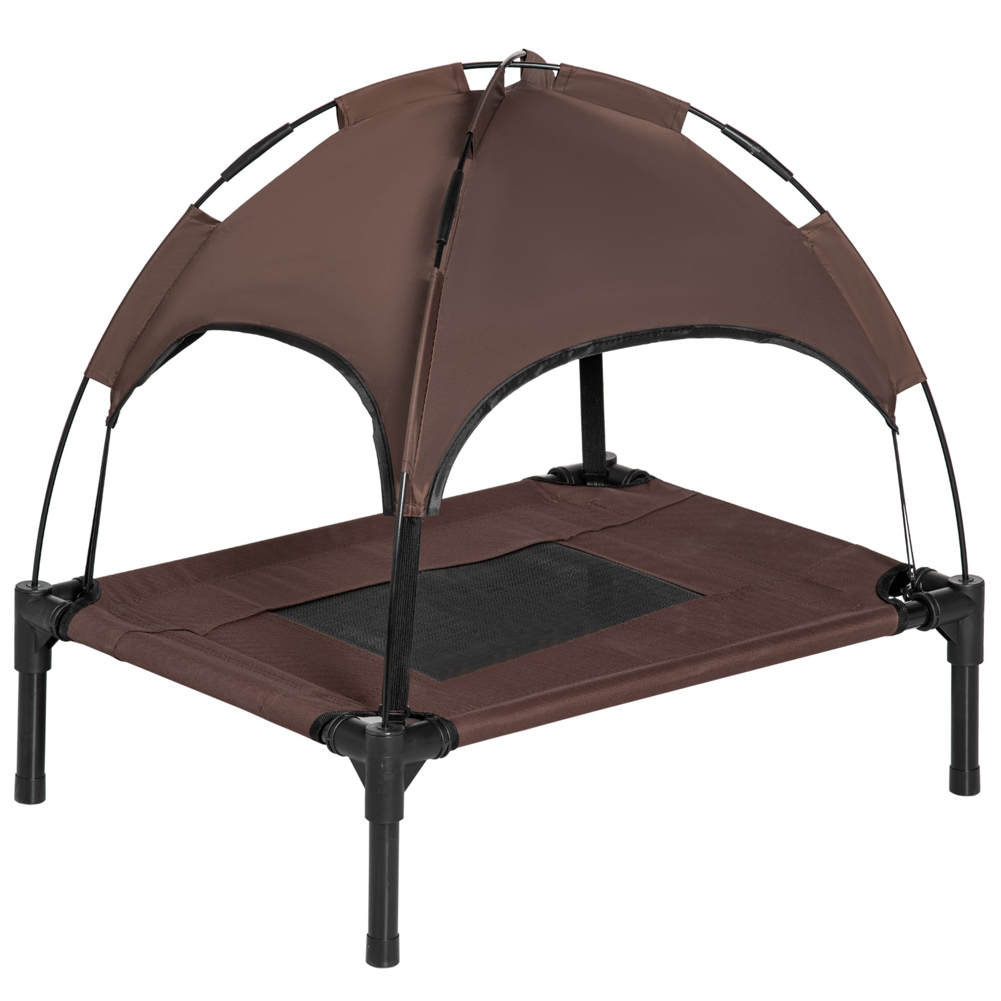 Pawhut Cama Elevada Para Mascotas Portátil Con Toldo Extraíble 61x46x62 Cm_0