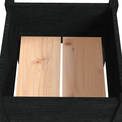 Jardineras 2 Unidades Madera Maciza De Pino Negro 40x40x70 Cm_5