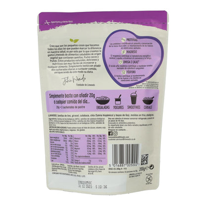 Linhaça, girassol, abóbora, chia e bagas de goji moídas biológicas - Linwoods 200g