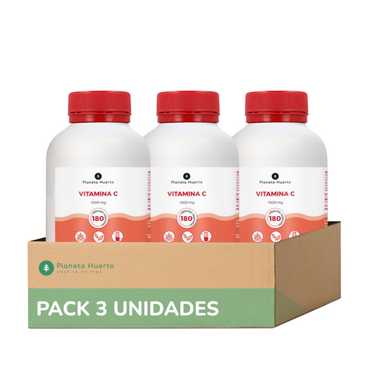 Embalagem 3xVitamina C 1000 mg Planeta Huerto 180 cápsulas vegetais